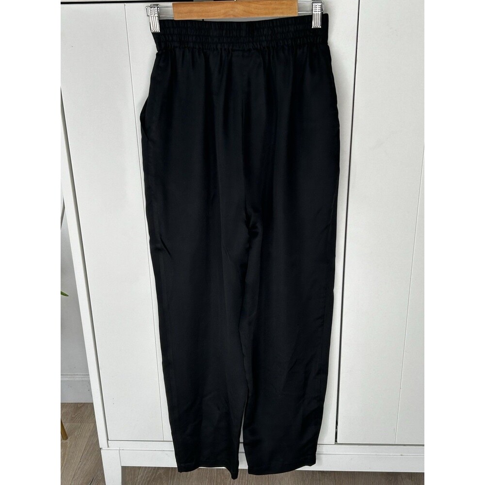 Silkland 100% Pure Silk Pants Black Medium Wide Leg Pleated Front High Waist - Picture 6 of 7